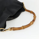 GUCCI Bamboo Hand Bag Leather Black Gold 001 1014 1638 Auth ep13124-7