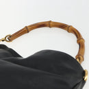 GUCCI Bamboo Hand Bag Leather Black Gold 001 1014 1638 Auth ep13124-8