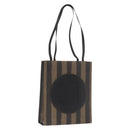 FENDI Pecan Canvas Tote Bag PVC Brown Black Auth ep13128-1