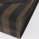 FENDI Pecan Canvas Tote Bag PVC Brown Black Auth ep13128-14