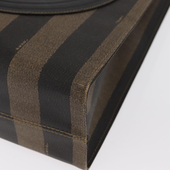FENDI Pecan Canvas Tote Bag PVC Brown Black Auth ep13128