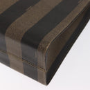 FENDI Pecan Canvas Tote Bag PVC Brown Black Auth ep13128-16
