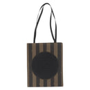 FENDI Pecan Canvas Tote Bag PVC Brown Black Auth ep13128-13
