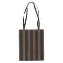 FENDI Pecan Canvas Tote Bag PVC Brown Black Auth ep13128-2