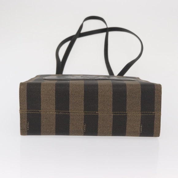 FENDI Pecan Canvas Tote Bag PVC Brown Black Auth ep13128