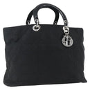 Christian Dior Lady Dior Hand Bag Nylon Black Silver Auth ep13131-1
