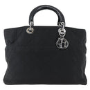 Christian Dior Lady Dior Hand Bag Nylon Black Silver Auth ep13131-2