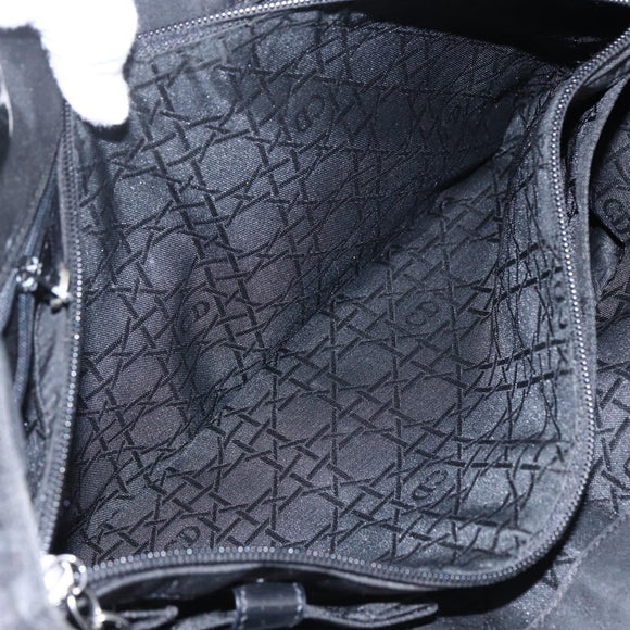 Christian Dior Lady Dior Hand Bag Nylon Black Silver Auth ep13131