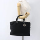 Christian Dior Lady Dior Hand Bag Nylon Black Silver Auth ep13131-25