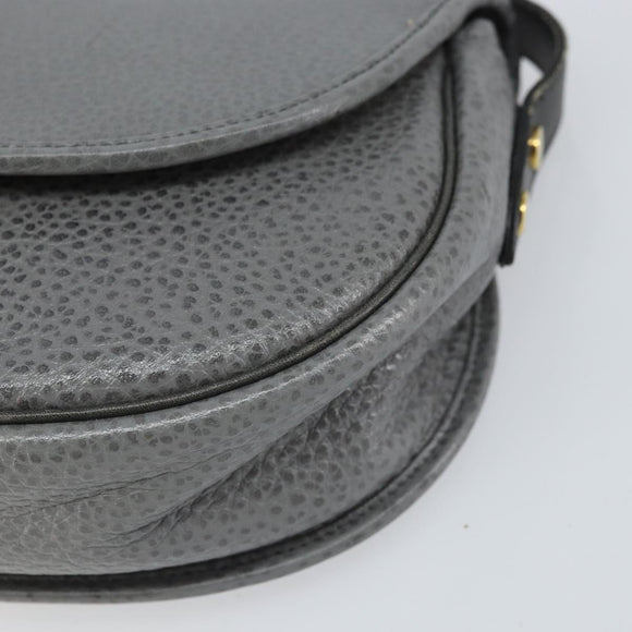 Christian Dior Shoulder Bag Leather Gray Gold Auth ep13132