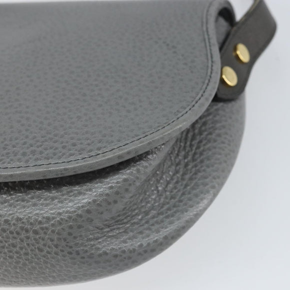 Christian Dior Shoulder Bag Leather Gray Gold Auth ep13132