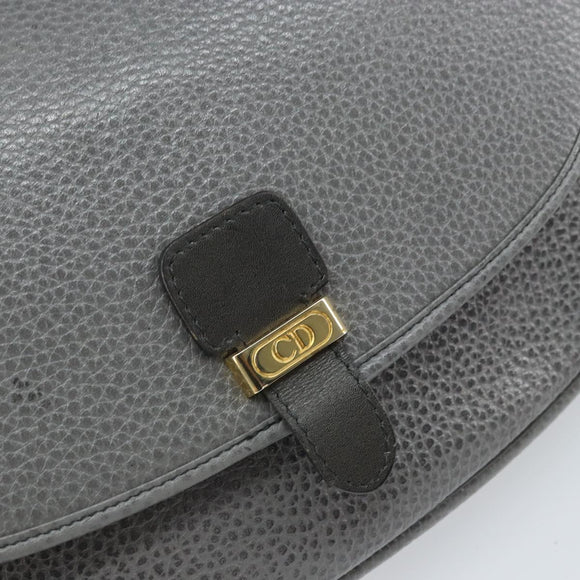 Christian Dior Shoulder Bag Leather Gray Gold Auth ep13132