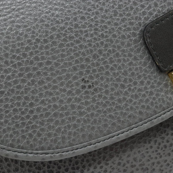 Christian Dior Shoulder Bag Leather Gray Gold Auth ep13132