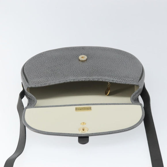 Christian Dior Shoulder Bag Leather Gray Gold Auth ep13132