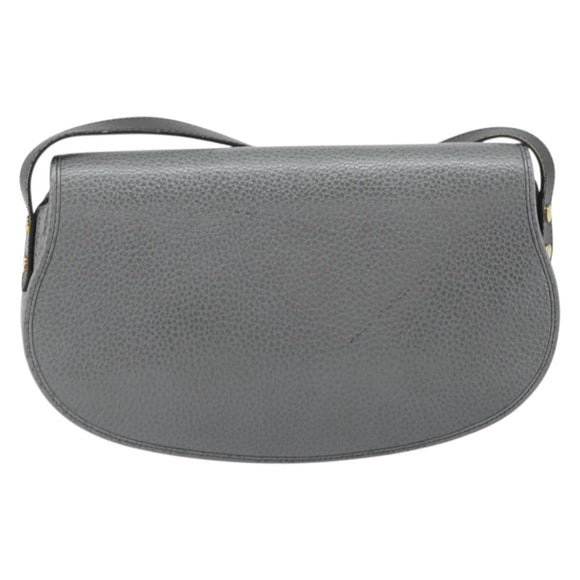 Christian Dior Shoulder Bag Leather Gray Gold Auth ep13132