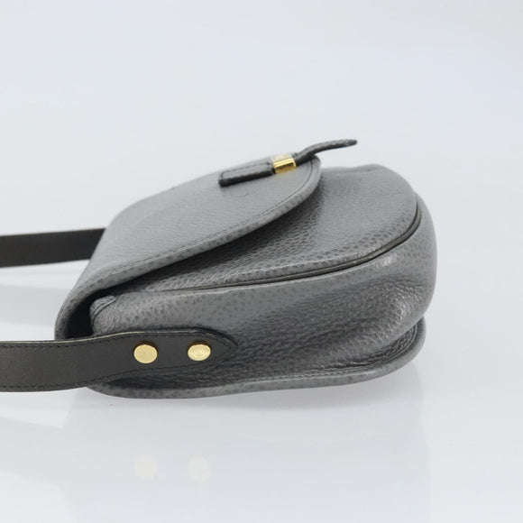 Christian Dior Shoulder Bag Leather Gray Gold Auth ep13132