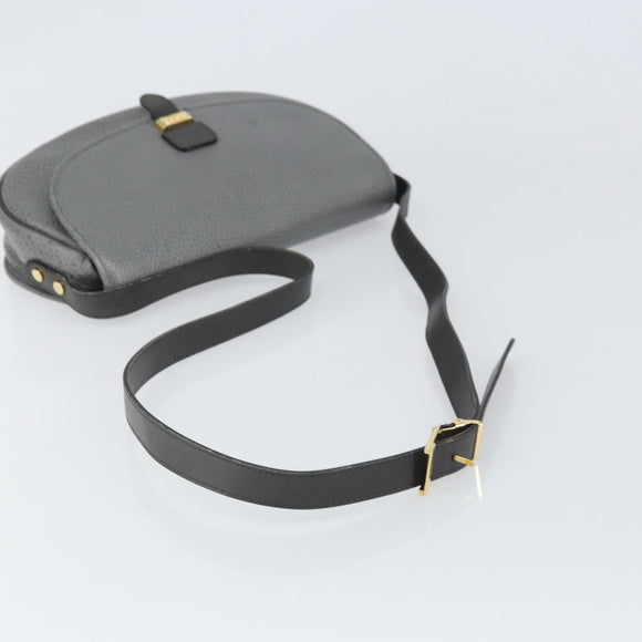 Christian Dior Shoulder Bag Leather Gray Gold Auth ep13132