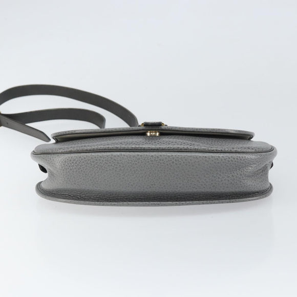 Christian Dior Shoulder Bag Leather Gray Gold Auth ep13132