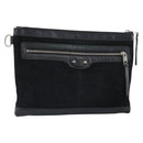 BALENCIAGA Clutch Bag Suede Black Silver 273022 Auth ep13134-1