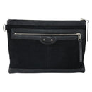 BALENCIAGA Clutch Bag Suede Black Silver 273022 Auth ep13134-13