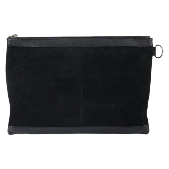 BALENCIAGA Clutch Bag Suede Black Silver 273022 Auth ep13134