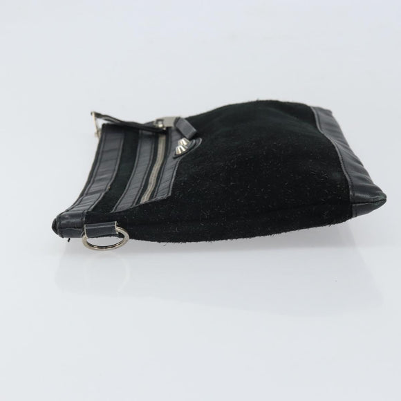 BALENCIAGA Clutch Bag Suede Black Silver 273022 Auth ep13134
