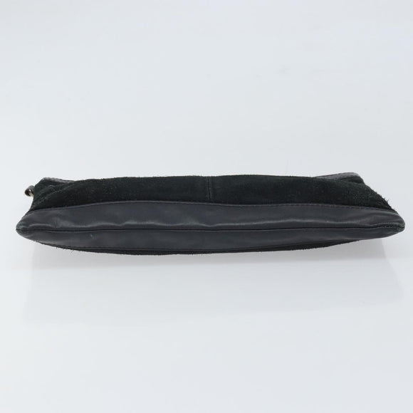 BALENCIAGA Clutch Bag Suede Black Silver 273022 Auth ep13134
