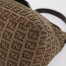 FENDI Zucchino Canvas Hand Bag Beige Silver Auth ep13135-14
