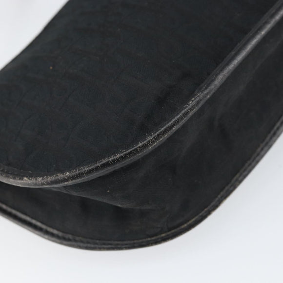 Christian Dior Trotter Canvas Shoulder Bag Black Gold Auth ep13136