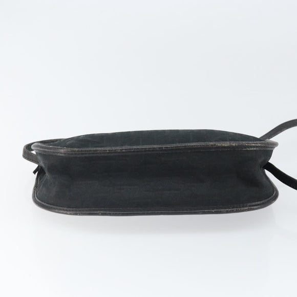 Christian Dior Trotter Canvas Shoulder Bag Black Gold Auth ep13136