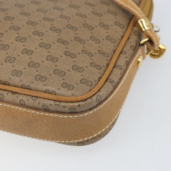 GUCCI Micro GG Supreme Shoulder Bag PVC Beige Gold Auth ep13139