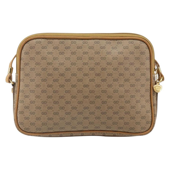 GUCCI Micro GG Supreme Shoulder Bag PVC Beige Gold Auth ep13139