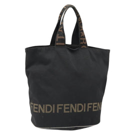 FENDI Hand Bag Nylon Black Silver Auth ep13140