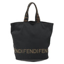 FENDI Hand Bag Nylon Black Silver Auth ep13140-13