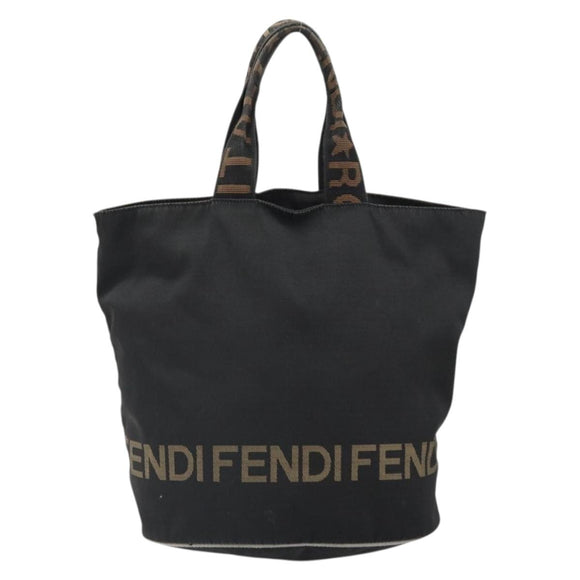 FENDI Hand Bag Nylon Black Silver Auth ep13140