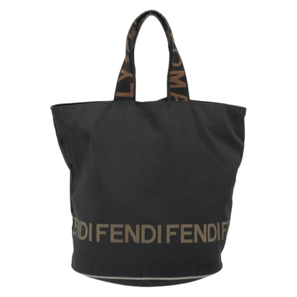 FENDI Hand Bag Nylon Black Silver Auth ep13140