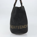 FENDI Hand Bag Nylon Black Silver Auth ep13140-3