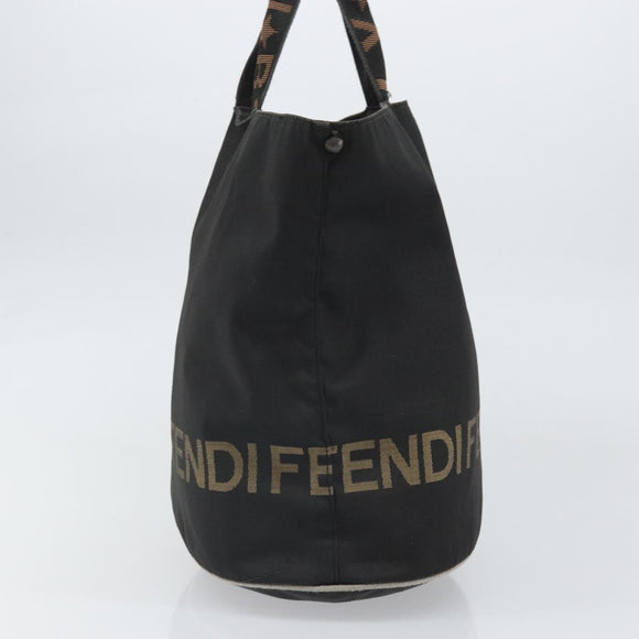 FENDI Hand Bag Nylon Black Silver Auth ep13140