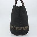 FENDI Hand Bag Nylon Black Silver Auth ep13140-4