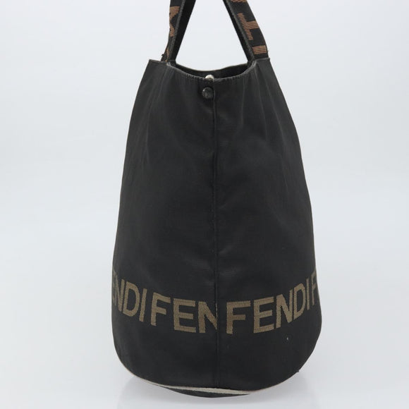 FENDI Hand Bag Nylon Black Silver Auth ep13140