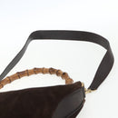 GUCCI Bamboo Hand Bag Suede 2way Brown Gold 001 1705 1577 Auth ep13141-15