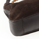 GUCCI Bamboo Hand Bag Suede 2way Brown Gold 001 1705 1577 Auth ep13141-18
