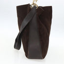 GUCCI Bamboo Hand Bag Suede 2way Brown Gold 001 1705 1577 Auth ep13141-4