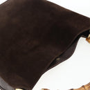 GUCCI Bamboo Hand Bag Suede 2way Brown Gold 001 1705 1577 Auth ep13141-6