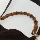 GUCCI Bamboo Hand Bag Suede 2way Brown Gold 001 1705 1577 Auth ep13141-14