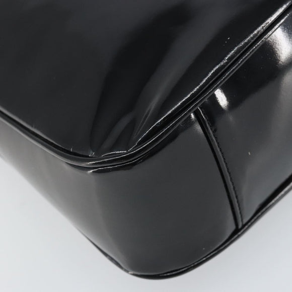 GUCCI Bamboo Hand Bag Patent leather Black Silver 001 2113 Auth ep13142