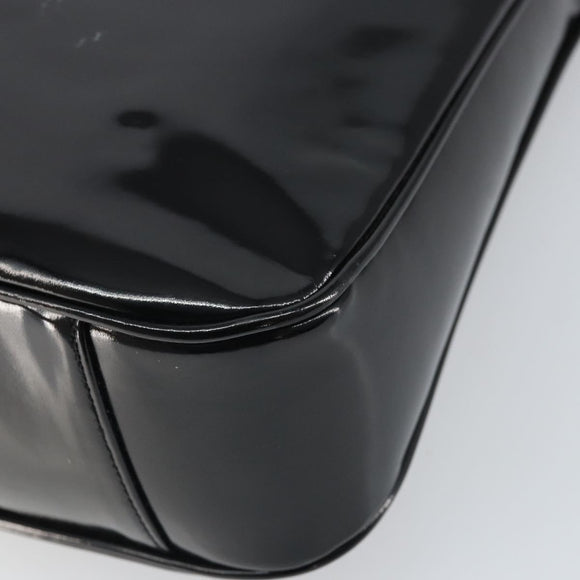 GUCCI Bamboo Hand Bag Patent leather Black Silver 001 2113 Auth ep13142