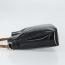 GUCCI Bamboo Hand Bag Patent leather Black Silver 001 2113 Auth ep13142-4