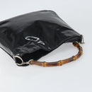 GUCCI Bamboo Hand Bag Patent leather Black Silver 001 2113 Auth ep13142-6