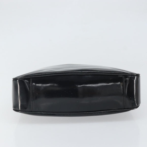 GUCCI Bamboo Hand Bag Patent leather Black Silver 001 2113 Auth ep13142